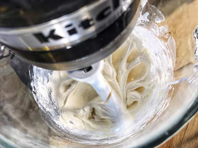 beat together the butter and marshmallow fluff on the Kitchenaid Mixer