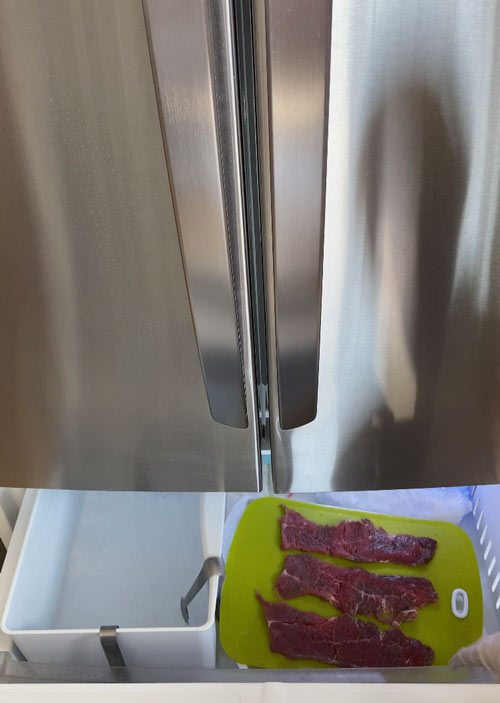 Freeze the meat for 30 minutes