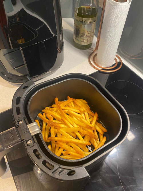 Photo of golden fries in a Philips Air Fryer basket
