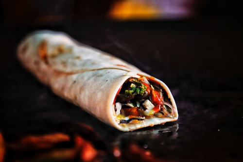 Burrito with meat and red pepper