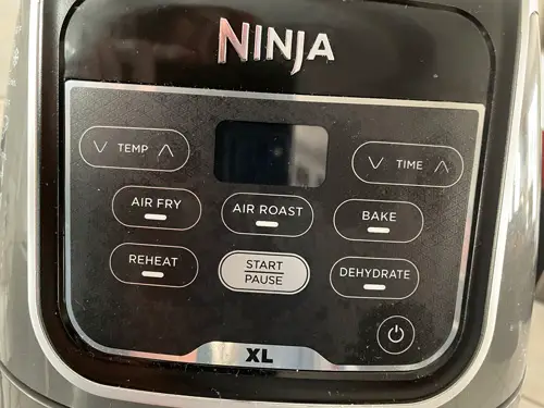Close-up of the different Ninja air fryer buttons