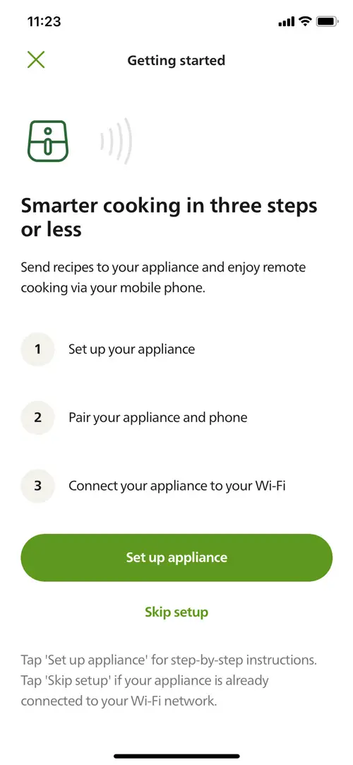 Setting up a Philips Air Fryer to the NutriU App